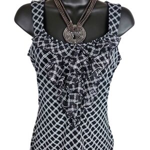 White House/Black Market, women's black and white plaid top, Sz XXS